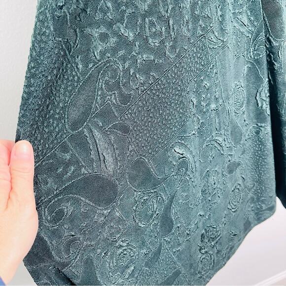 Vintage green floral faux wrap stretchy midi dress 16 - Picture 6 of 7